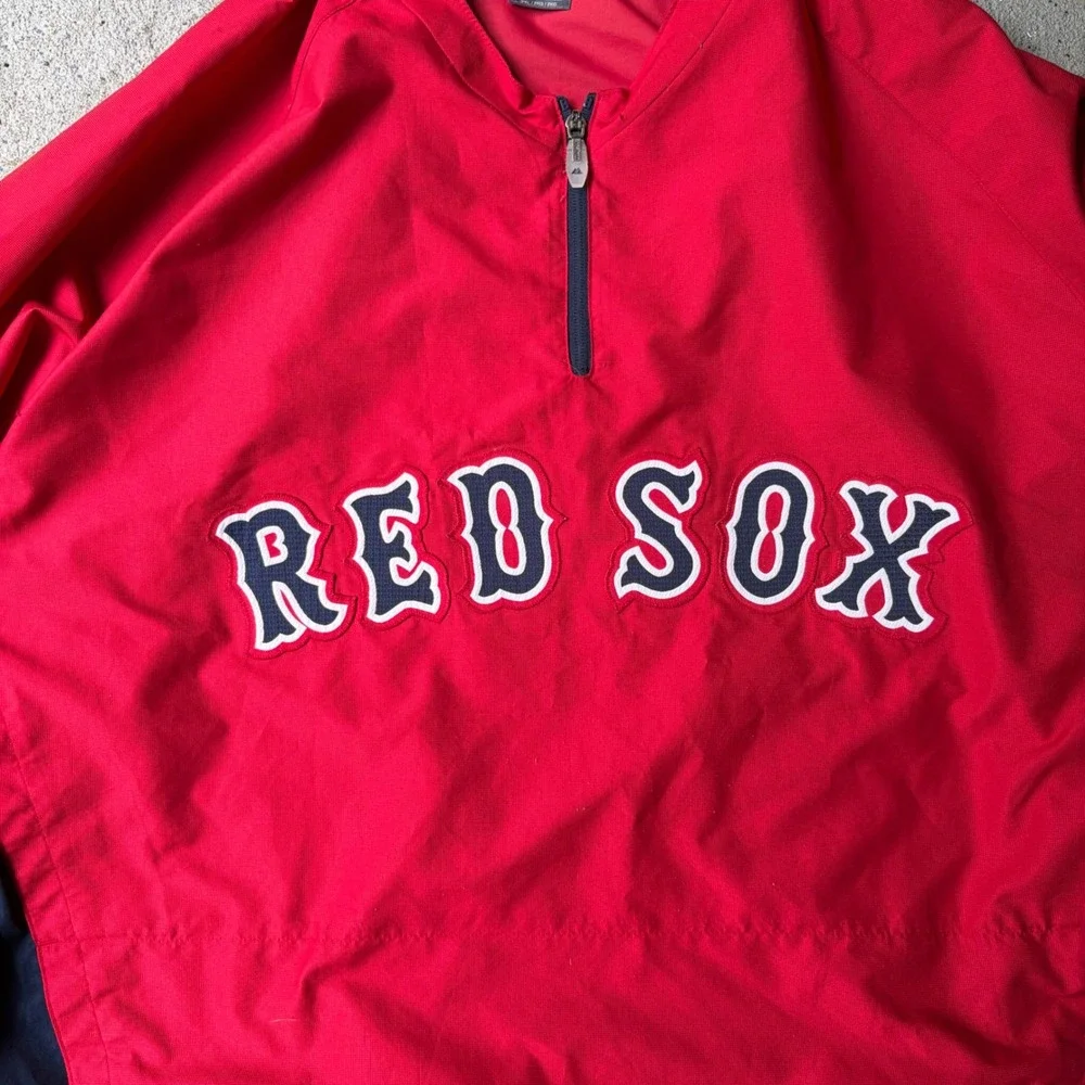 Majestic Boston Red Sox MLB Authentic Cool Base Quarter Zip Windbreaker Red 2XL
